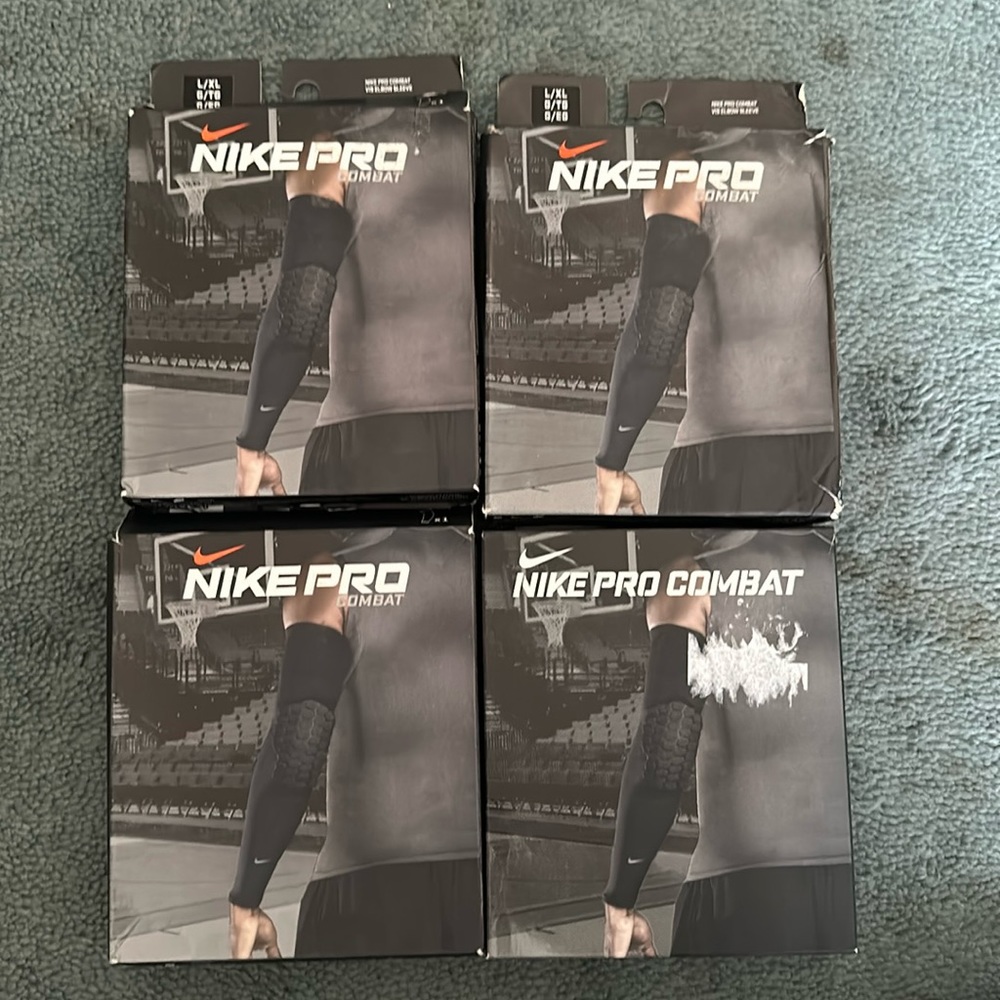 Nike pro combat basketball arm shooting sleeves with pads 3 black 1 white L/XL